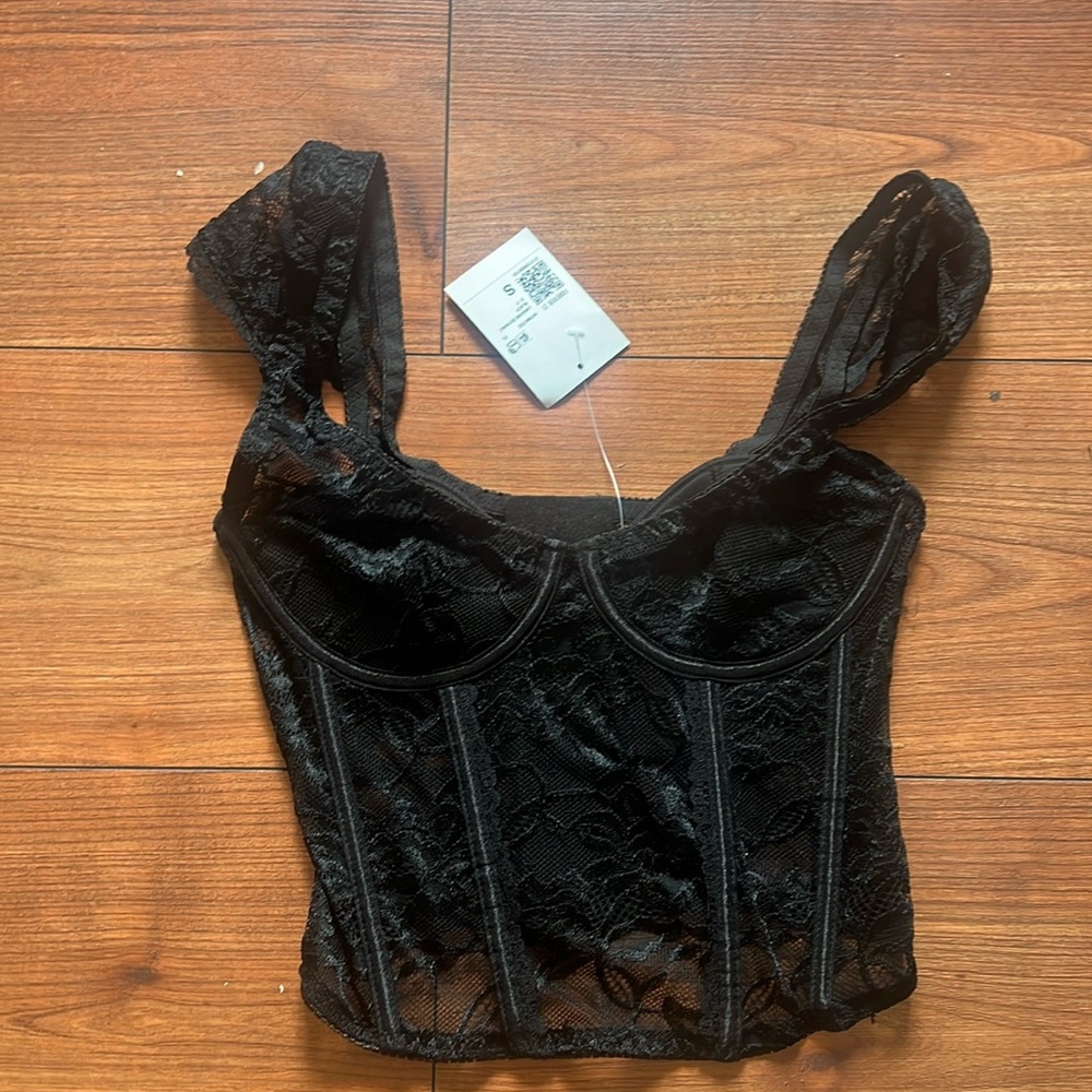 Black lace corset top
